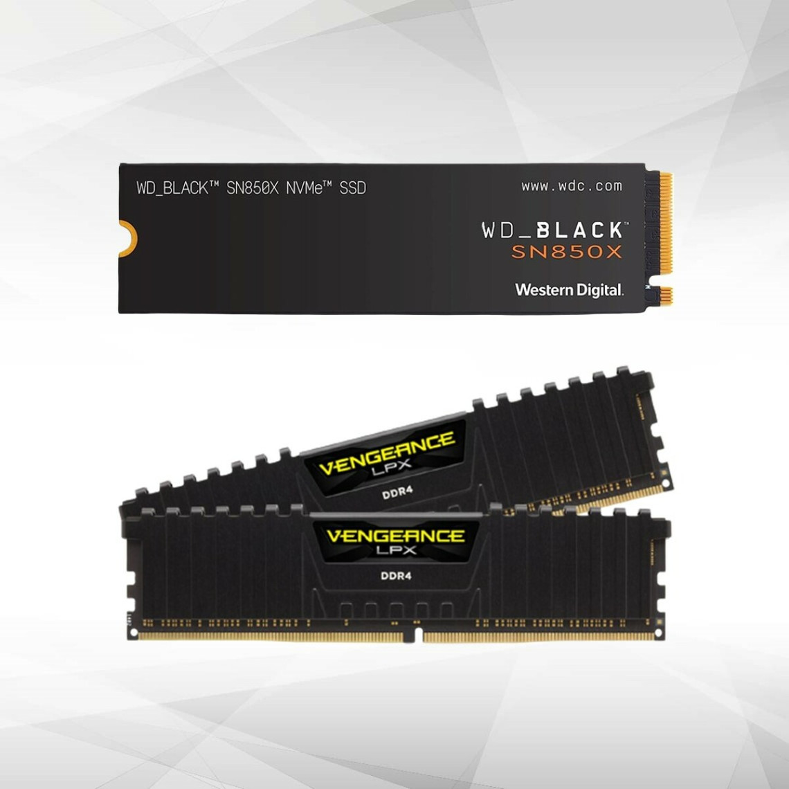 SSD WDBLACK SN850X NVMe™ 1000Go PCIe Gen4 x4 Vengeance LPX 2 x 16 Go DDR4 3200 MHz Noir