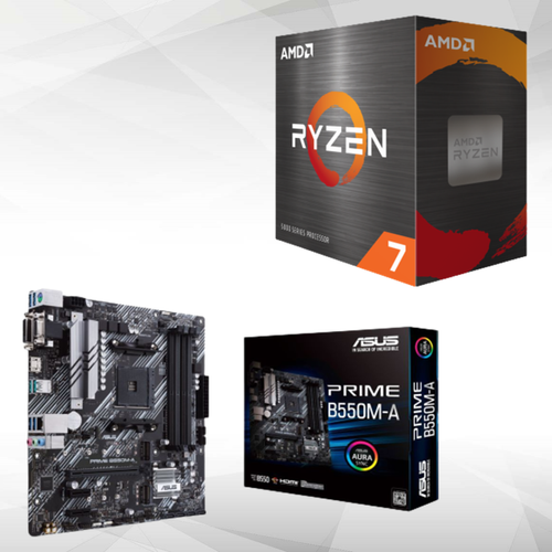 Amd - Processeur Ryzen 7 5800X - 3,8/4,7 GHz + AMD B550M-A - Micro-ATX - Kit d'évolution