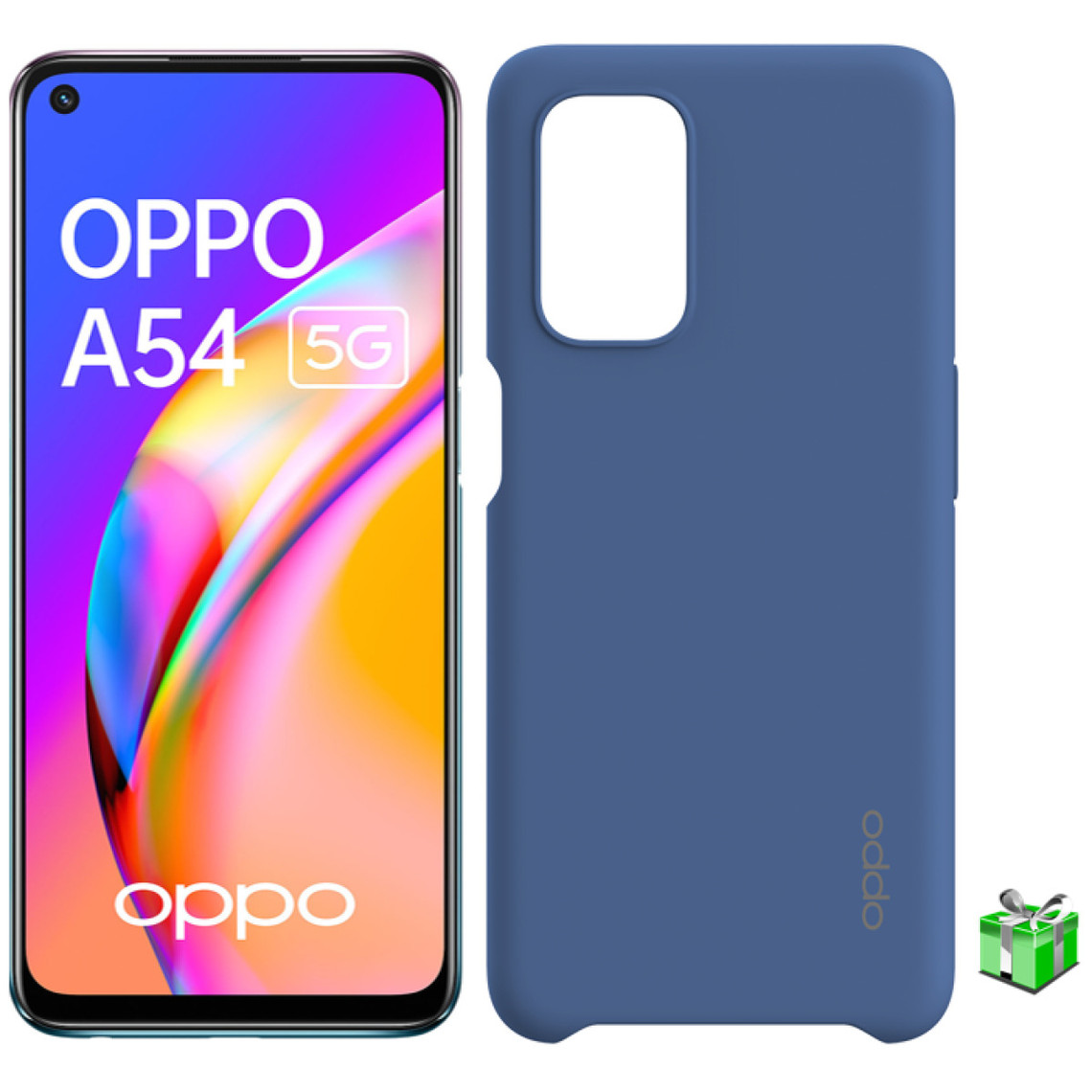 Oppo A54 - 4/64 Go - 5G - Violet + Coque Silicone A54/A74 - Bleu OFFERTE