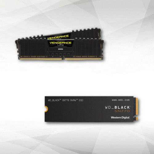 Corsair - Vengeance LPX - 2 x 16 Go - DDR4 3200 MHz - Noir + WD_BLACK SN770 NVMe SSD 1 To - RAM PC DDR4