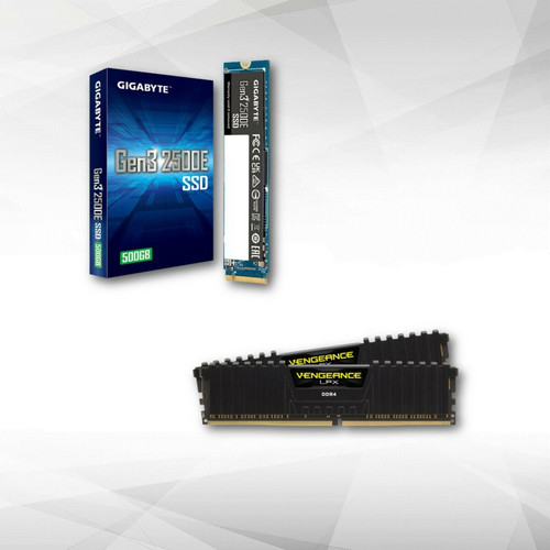 Gigabyte -Disque SSD M.2 2280 2500E - 500 Go - PCIe 3.0 x4, NVMe 1.3 + Vengeance LPX - 2 x 8 Go - DDR4 3200 MHz - Noir Gigabyte  - SSD M.2 SATA SSD Interne