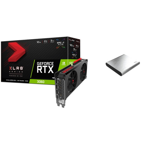 PNY - GeForce RTX 3060 XLR8 REVEL EPIC-X RGB - Dual Fan - 12Go + Pro Elite 250 Go USB 3.1 Gen 2 - Gris - NVIDIA GeForce RTX Carte Graphique NVIDIA