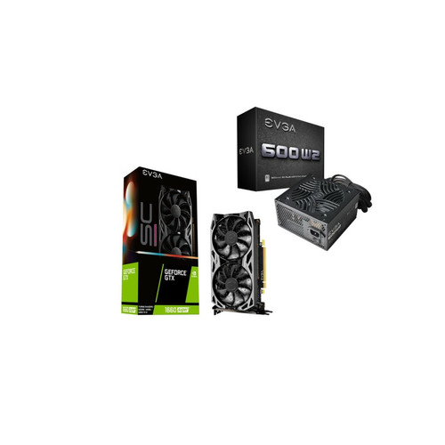 Evga - GeForce GTX 1660 SUPER SC ULTRA GAMING - Dual Fan - 6Go + EVGA 600 W2 - 80+ White - Carte Graphique NVIDIA 6 go
