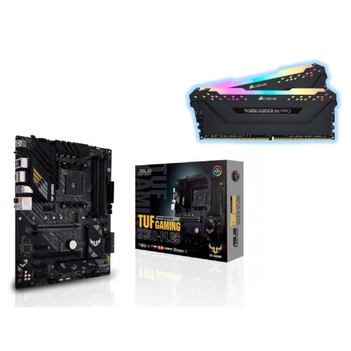 RAM PC Fixe Corsair Vengeance RGB PRO - 2x16 Go - DDR4 3600 MHz - C18 - Noir + AMD B550-PLUS TUF GAMING - ATX