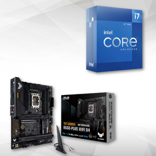 Intel - CORE I7-12700KF + TUF GAMING B660-PLUS WIFI D4 - Packs Processeur, Carte mère et Mémoire