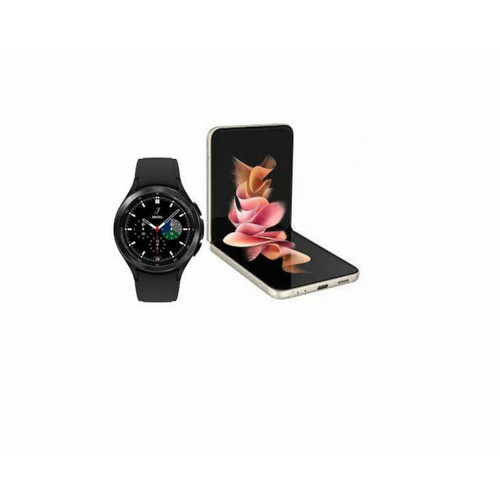 Samsung -Galaxy Z Flip 3 - 5G - 128 Go - Crème + Galaxy Watch4 Classic - 42 mm - Bluetooth - Noir Samsung  - Samsung Flip et Fold
