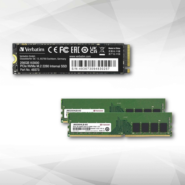 RAM PC Transcend JetRAM - 2 x 8 Go - DDR4 DIMM 288 broches - 3200 MHz - CL22 + SSD Vi3000 - M2 / 256Go