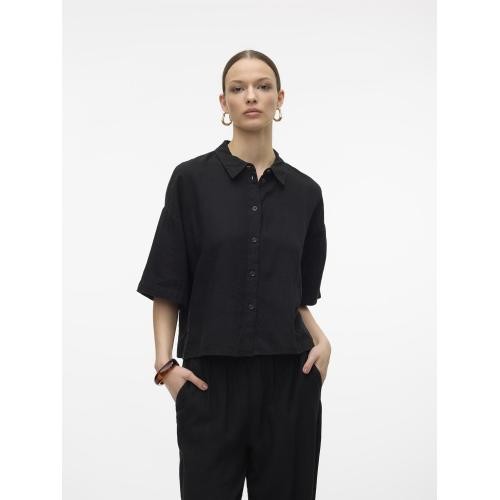Vero Moda - Chemise fermeture par bouton col chemise manches larges manches 2/4 noir - Chemise femme
