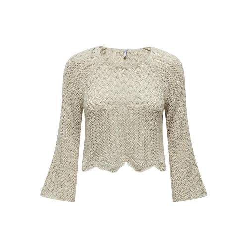 Only - Pull en maille col rond col rond gris clair - Pull, Gilet femme