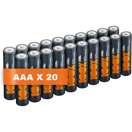 100% PeakPower - Piles AAA - Lot de 20| 100% PEAKPOWER | Batteries Alcalines AAA LR03 1,5v | Longue durée, haute performance, utilisation quotidienne 100% PeakPower  - Accessoire Photo et Vidéo