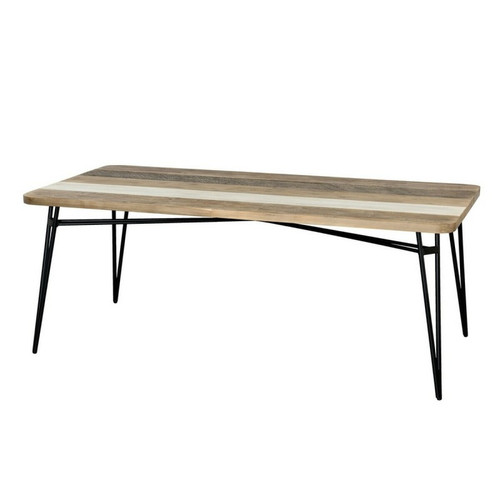 MACABANE - Table à manger rectangulaire pieds épingle 200 x 100 industriel - Multicolore MACABANE  - Tables à manger