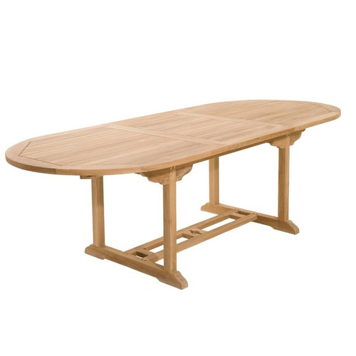 MACABANE - Table ovale extensible 8/10 personnes en teck massif - Teck MACABANE  - Table ovale extensible