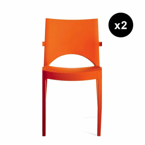 3S. x Home - Lot De 2 Chaises Design Orange PALERMO 3S. x Home  - Lot chaise polycarbonate
