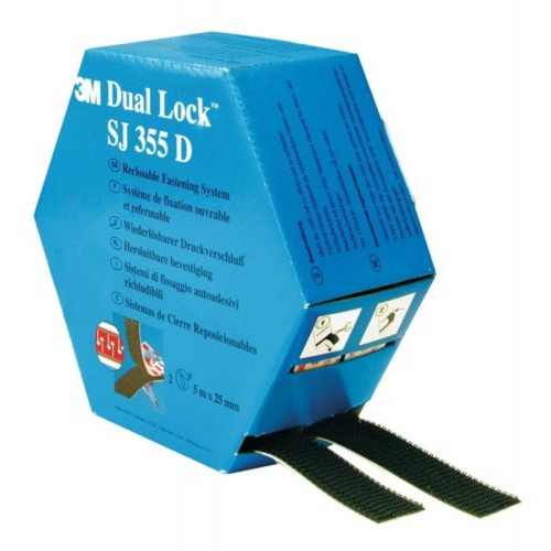 3M - Adhésif double-face ouvrable et refermable Dual Lock, largeur 25.4 mm, boîte de 2 rouleaux de 5 m - Accessoires de sèche-serviette