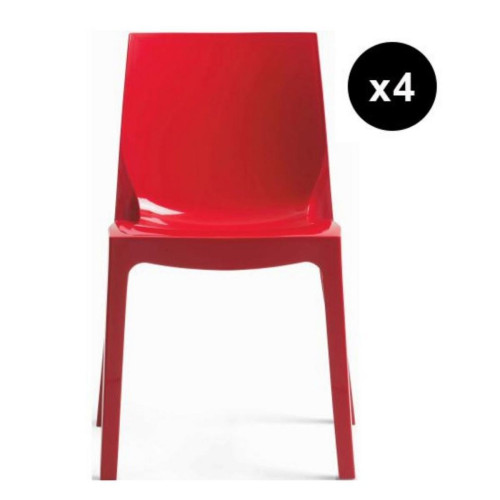 3S. x Home - Lot de 4 Chaises Design Rouge Laquée LADY 3S. x Home  - Lot chaise polycarbonate