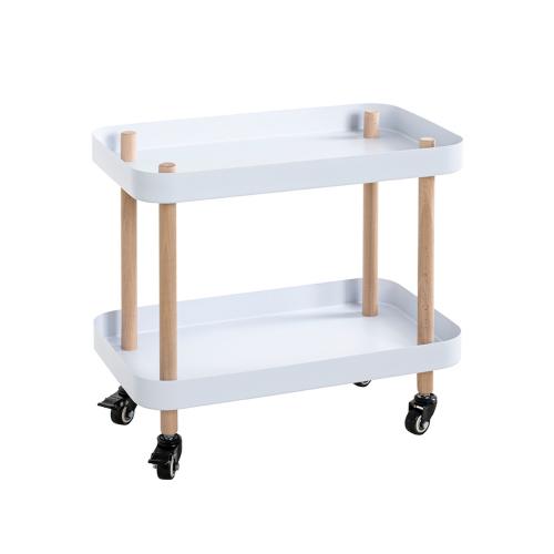 3S. x Home - Desserte deux niveaux en bois avec plateaux métal laqué blanc - Accessoires et meubles de cuisine Design