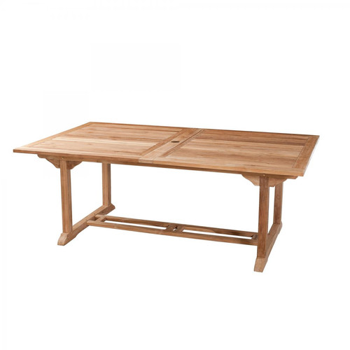 MACABANE - Table rectangulaire double extension 10/12 personnes en teck massif - Tables de jardin