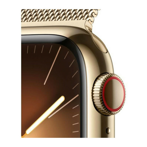 Apple Apple Watch Series 9 GPS + Cellular, boîtier en acier inoxydable doré de 41 mm, bracelet Milanais doré