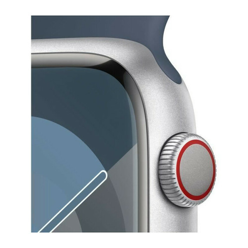Apple Apple Watch Series 9 GPS + Cellular 45 mm avec boîtier en aluminium argenté et bracelet sport Bleu tempête S/M
