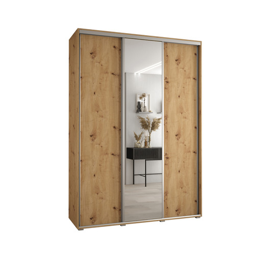 Abiks Meble - Armoire à portes coulissantes Davos 3 235.2 x 170 x 45 3 portes coulissante (Chêne artisan/Chêne artisan/Argent) Abiks Meble  - Maison