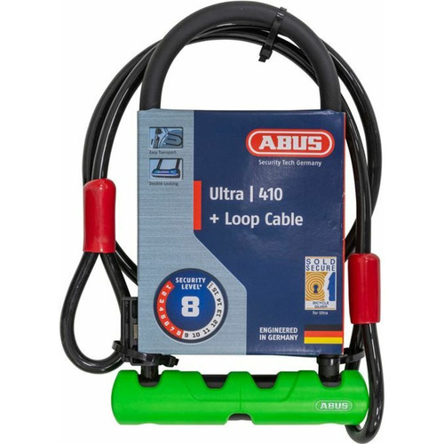 Abus - Antivol Abus Ultra 410/170HB230 avec support SH34 et câble en acier Cobra 10/120 Vert et Noir Abus  - Abus