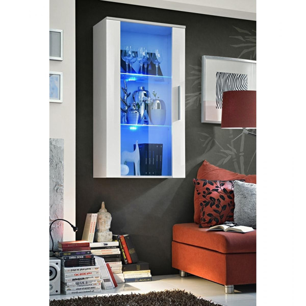 Bibliothèques, vitrines Ac-Deco Vitrine murale à suspendre  - Neo III - 60 cm x 110 cm x 29 cm - Blanc