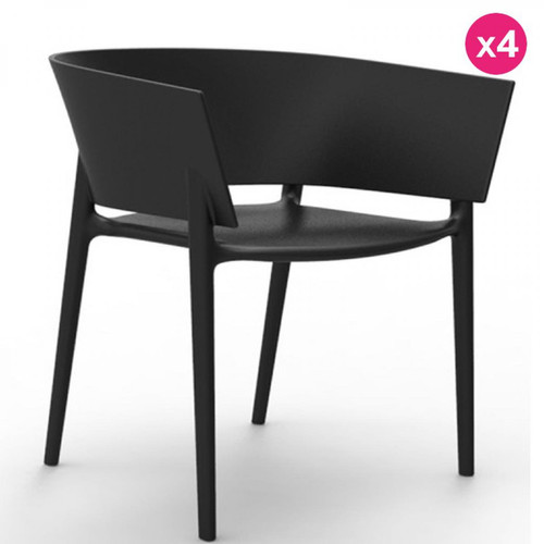 Acrila - Lot de 4 Chaises Vondom Design Africa Noir Acrila  - Ensembles tables et chaises Ovale