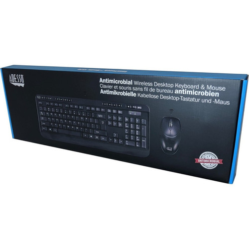 Adesso - WKB-1320CB-FR, Adesso Desktop Antimicrobial Wireless Desktop Keyboard and Mouse (AZERTY) Adesso  - Accessoires PS2