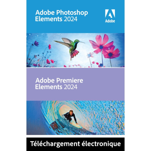 Adobe - Adobe Photoshop Elements & Premiere Elements 2024 - Licence perpétuelle - 2 PC - A télécharger Adobe  - Logiciels