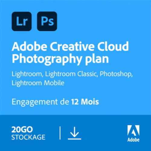 Adobe - Creative Cloud Photographie - 20 Go - Licence 1 an - 1 utilisateur - A télécharger - Musique et MP3