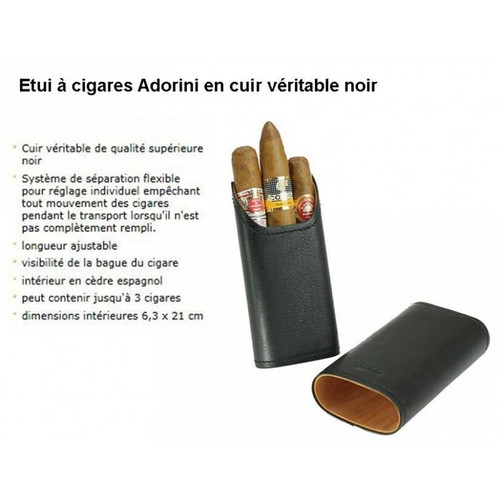 Adorini Etui à CIgares Adorini pour 2-3 cigares en cuir Véritable - Système de séparation flexible - - Modulable