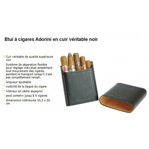 Adorini Etui à CIgares Adorini pour 3-5 cigares  en cuir Véritable - Modulable - Système de séparation flexible