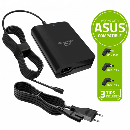 Advance - Chargeur universel POWERUP 90W compatible ASUS, 3 embouts, compact Advance  - Chargeur ordinateur portable universel