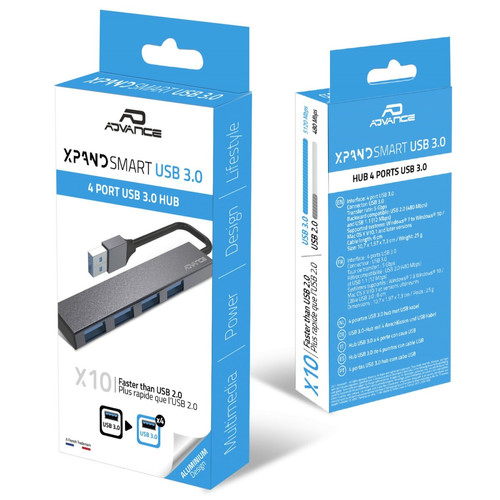 Hub Adaptateur HUB ADVANCE USB 3.0 - 4 en 1 SMART -Haute Vitesse de Transfet