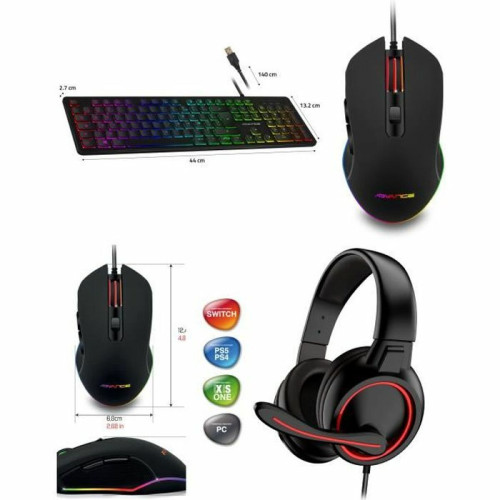 Advance - Pack GAMER ADVANCE PRO-MKGTA210 CASQUE PS4 SWITCH XBOX ONE + SOURIS RGB + CLAVIER RGB GAMING Advance  - Clavier laser