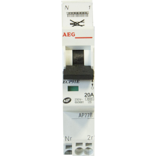 AEG - Disjoncteur à connexion automatique PH/N 4,5KA 20A Type AC AEG   - Tableaux prééquipés