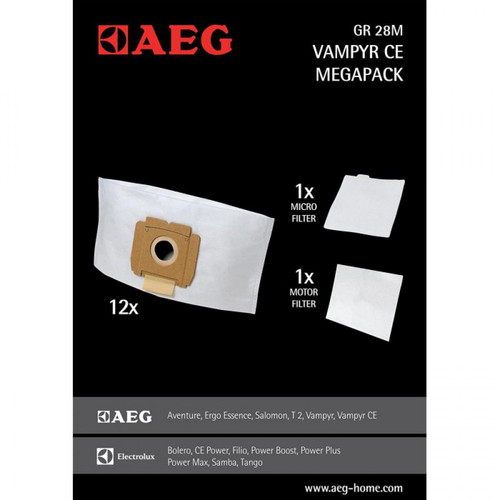 AEG - Mégapack gr28m vampyr - lot de 12 sacs + 2 filtres moteurs pour aspirateurs aeg AEG  - Sacs aspirateur Aeg