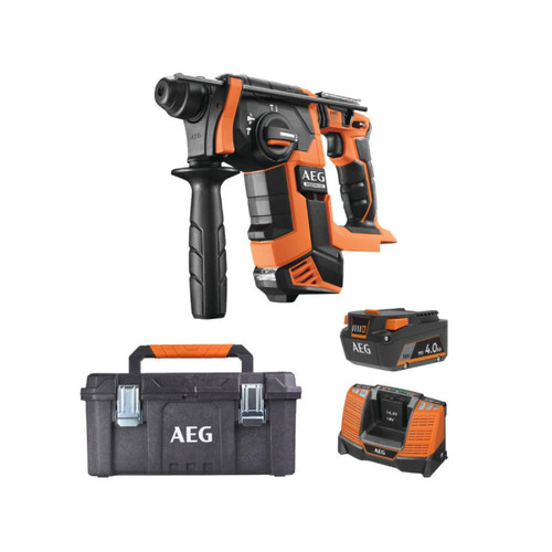 AEG - Pack AEG 18V - Perforateur Burineur SDS Plus Brushless 2,5 J - Batterie 4.0 Ah - Chargeur - Caisse de rangement - Batteries plus