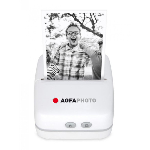 Agfa Photo AGFA PHOTO Realipix Pocket P – Imprimante Photo Thermique Portable (Impression Noir et Blanc sans encre, Bluetooth, Batterie Lithium) Blanc- RECONDITIONNE