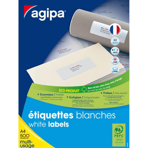 Agipa - Etiquette adresse multi usage 70 x 35 mm Agipa 100800 blanches - boite de 12000 Agipa  - Agipa