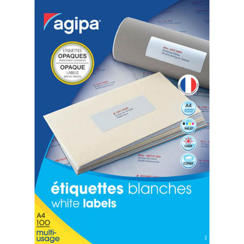 Agipa - Etiquettes opaques multi usages 199,6 x 143,5 mm Agipa 102419 blanches - boite de 200 Agipa  - Agipa