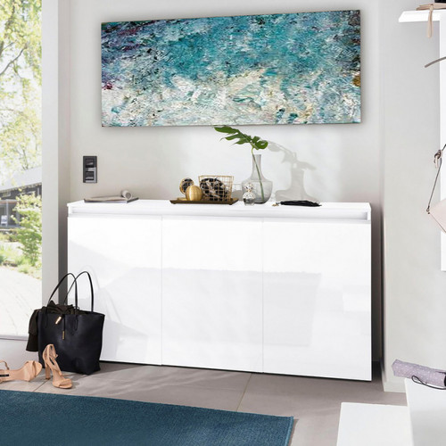 Ahd Amazing Home Design - Buffet 3 Portes 150cm Blanc Brillant Entrée Salon Magic Lawe Ahd Amazing Home Design - Commode