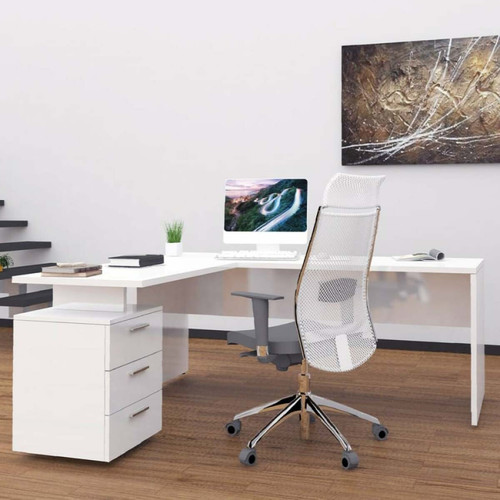 Ahd Amazing Home Design - Bureau d'angle moderne 180x160 avec commode 3 tiroirs New Selina Ahd Amazing Home Design  - Bureaux