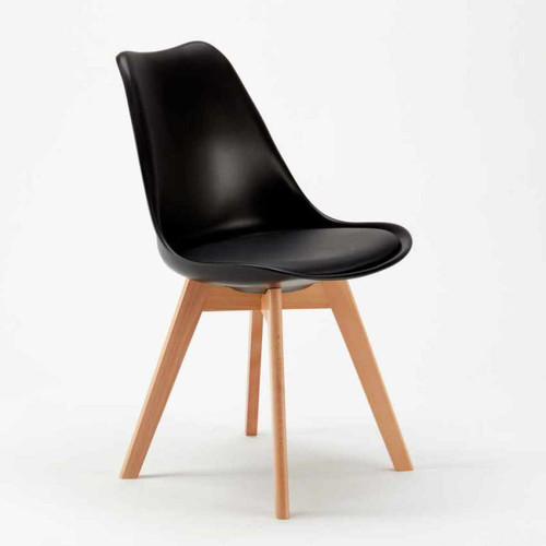 Ahd Amazing Home Design Chaise avec Coussin Scandinave NordicaTulip Bar et Salle à Manger, Couleur: Noir