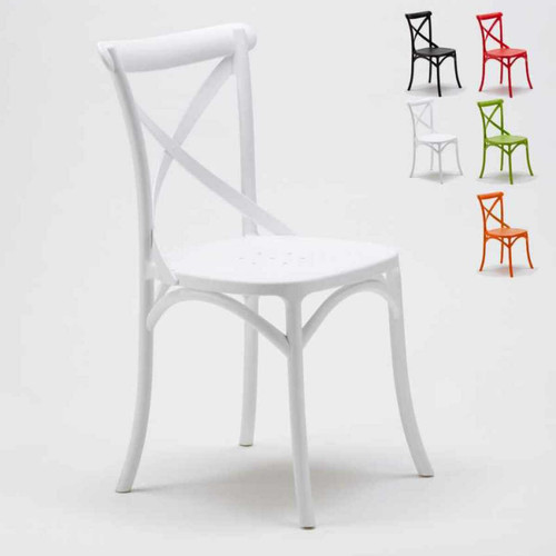 Chaises Ahd Amazing Home Design Chaise de cuisine et restaurant en polypropylène Vintage Paesana Cross design, Couleur: Blanc