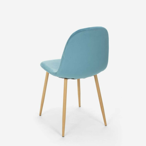 Chaises Chaise design pieds nordiques bois tissu cuisine bar restaurant Salmon, Couleur: Bleu