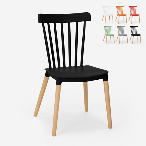 Ahd Amazing Home Design - Chaise design moderne en polypropylène bois cuisine restaurant extérieur Lys, Couleur: Noir Ahd Amazing Home Design  - Chaise moderne bois