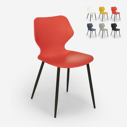 Ahd Amazing Home Design - Chaise de restaurant de salle à manger en métal polypropylène de conception moderne Ladysmith, Couleur: Rouge Ahd Amazing Home Design  - Chaise design rouge