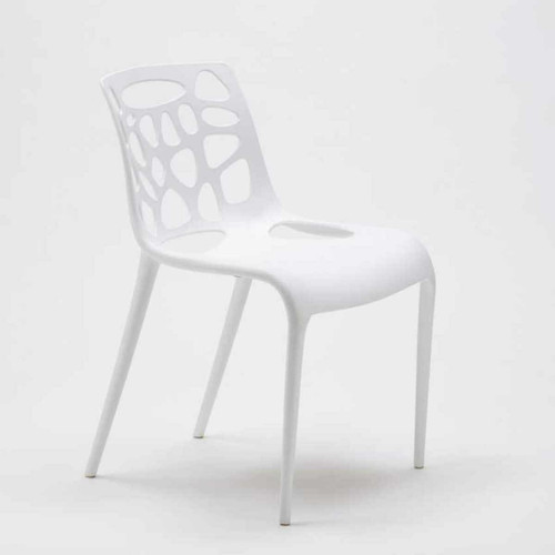 Ahd Amazing Home Design Chaise en polypropylène anti-uv design moderne Gelateria salle à manger et bar café Connubia, Couleur: Blanc
