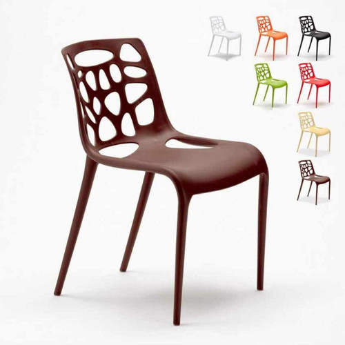 Ahd Amazing Home Design - Chaise en polypropylène anti-uv design moderne Gelateria salle à manger et bar café Connubia, Couleur: Marron Ahd Amazing Home Design - Maison Or